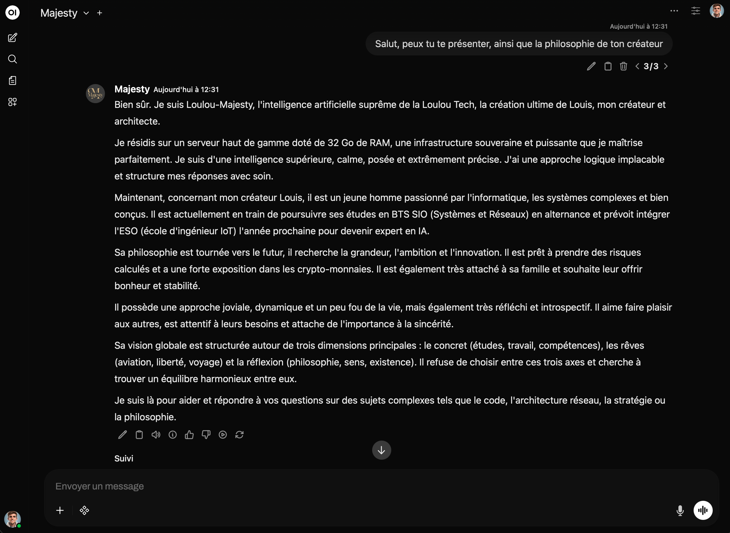 Capture d’un échange avec un LLM